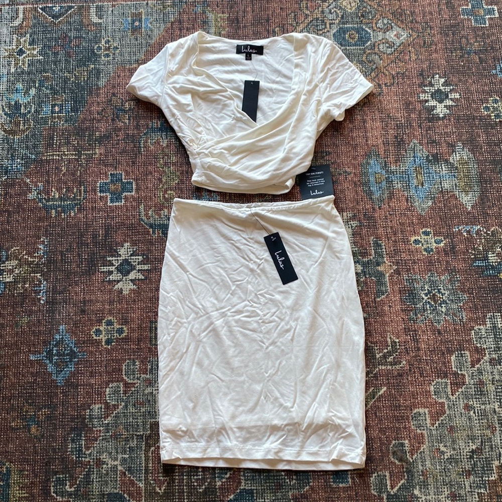 Lulus By Your Side Ivory set. Brand new with tags. Small. Bachelorette.